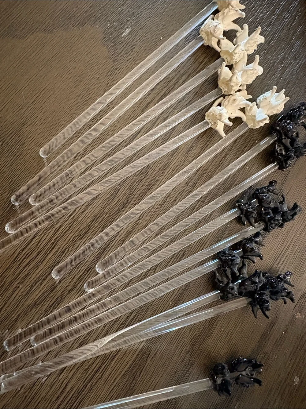 Glass blown Cocktail Stirring with Black and Cream Poodle & vintage king cup